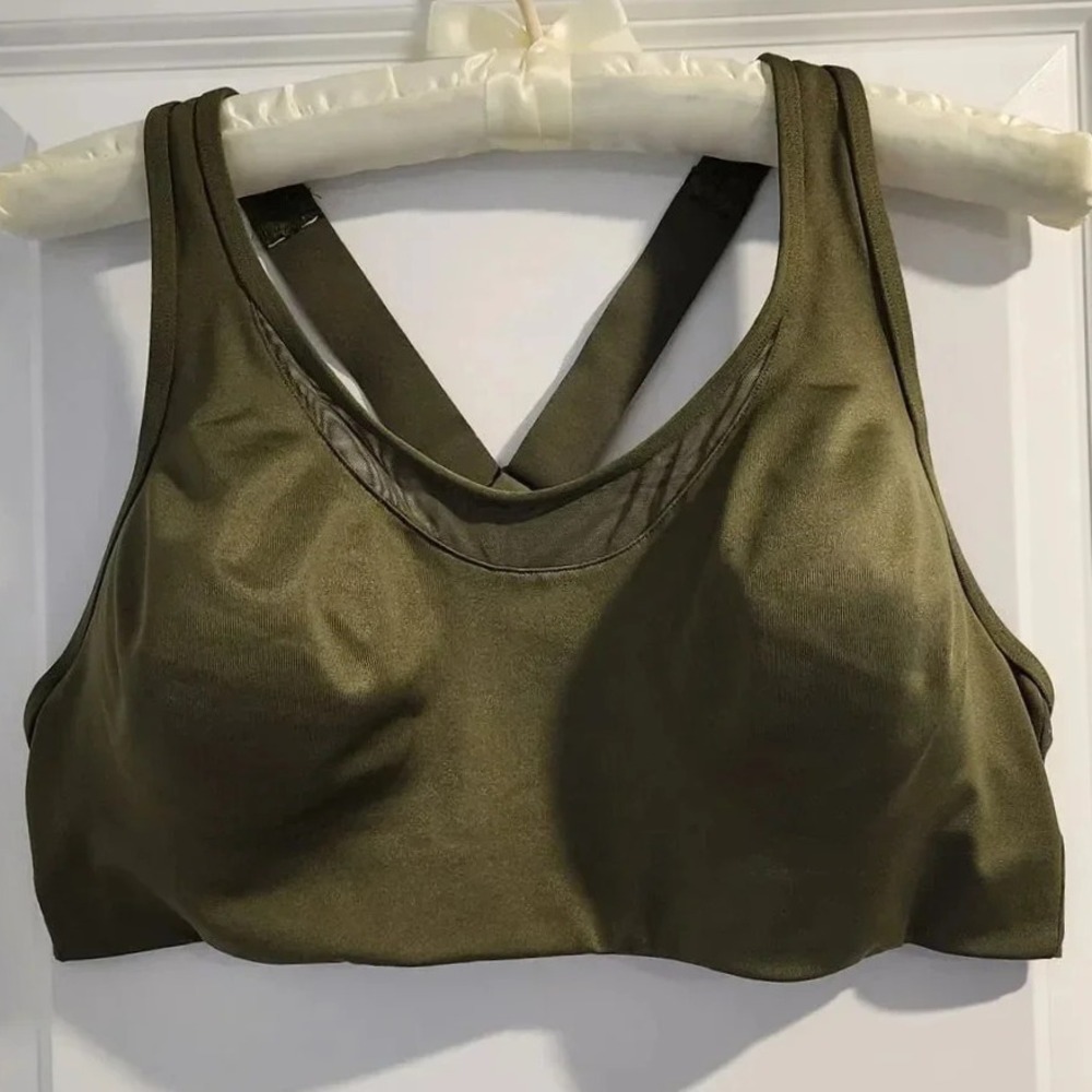 PINK Sport Olive Green Lightly Lined Crossback Sports Bra XL Extra Large